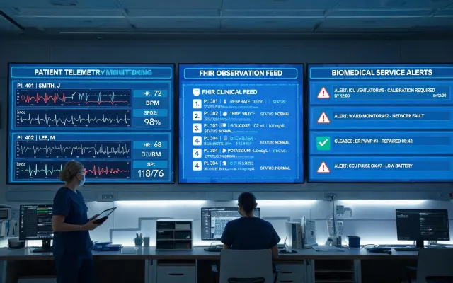 Hospital command center monitoring patient vitals